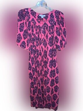 Go Softly Patio Floral Print Pink Maxi Dress with Navy Motif M